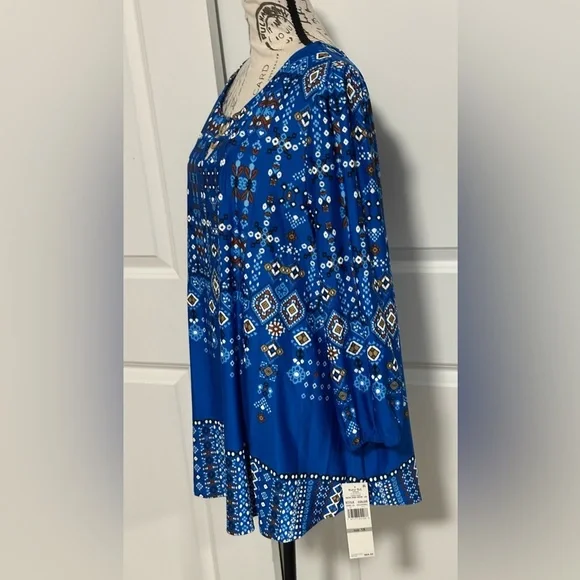 Ruby Rd. Blue Patterned Blouse - Picture 8 of 11